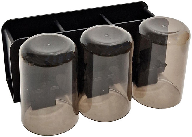 FAmILyLIFE 生活 航太鋁免打孔3杯3槽牙刷置物架 免釘膠款 A-244-BK 530g, 極簡黑, 1組