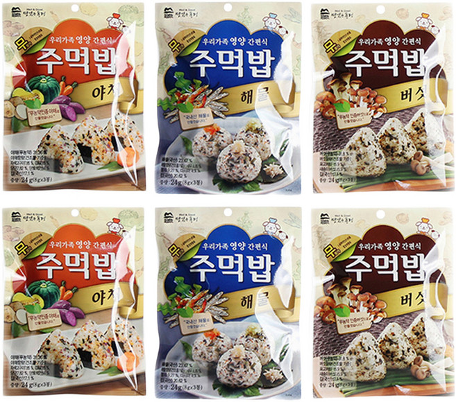 맛있는풍경 주먹밥 야채 + 버섯 + 해물, 2세트, 72g