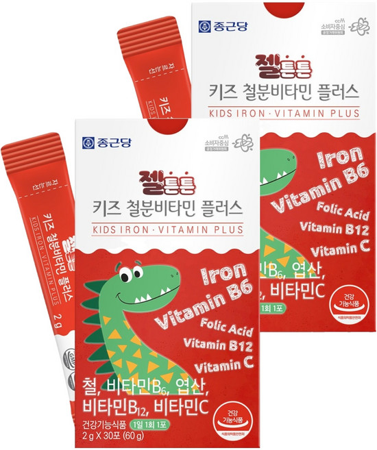 종근당 젤튼튼 키즈 철분 비타민 플러스 30p, 60g, 2개