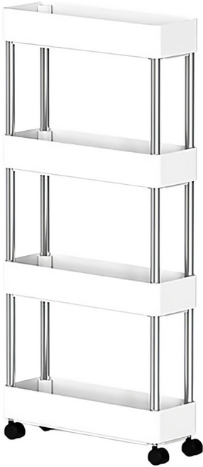 SUNEWZ 移動式縫隙置物架收納櫃 M(38 x 12.5 x 86cm) 4層, 1個, 白色