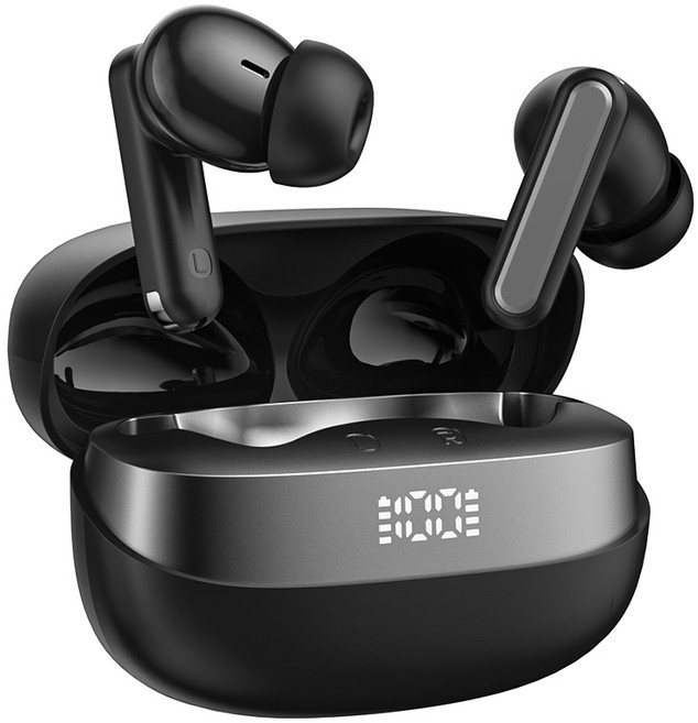 지노바 PureTune ANC ENC 노이즈캔슬링 블루투스 무선이어폰, 블랙, PureTune-BK