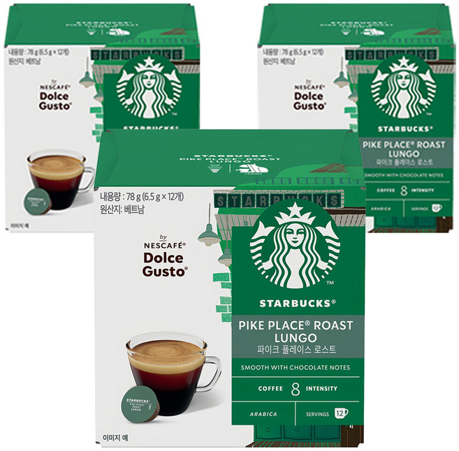 스타벅스 파이크플레이스 by 네스카페 돌체구스토 캡슐커피, 6.5g, 12개입, 3박스