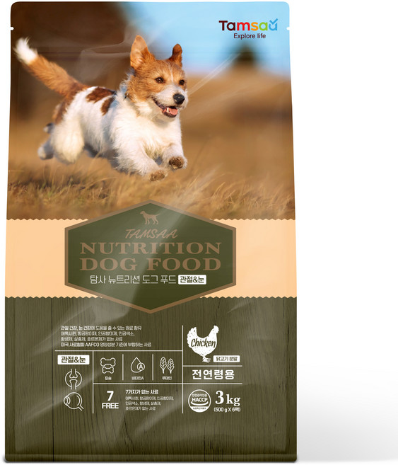 탐사 프리미엄 뉴트리션 도그 푸드 강아지 사료 관절&눈, 치킨, 1개, 3kg