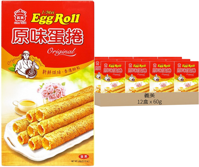 義美 蛋捲 原味, 60g, 12盒