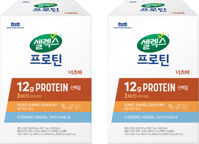 셀렉스 프로틴 너츠바, 1kg, 2개