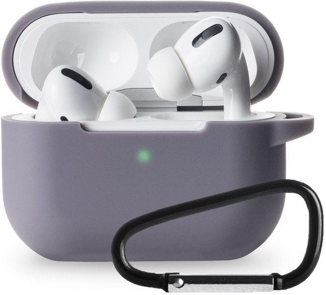 아이몰 에어팟프로 컬러 실리콘 일체형 케이스 + 카라비너 키링, 에어팟 프로, 퍼플그레이, 1개