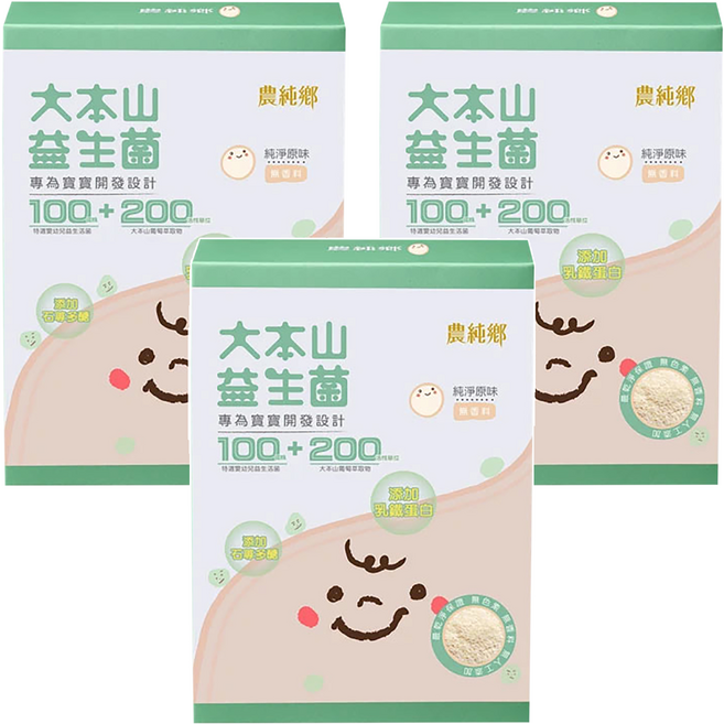 農純鄉 大本山益生菌粉 純淨原味, 30包, 2g, 3盒