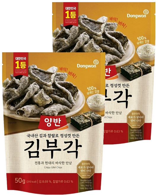 Dongwon 東遠 Yangban 兩班 酥脆紫菜片, 2個, 50g