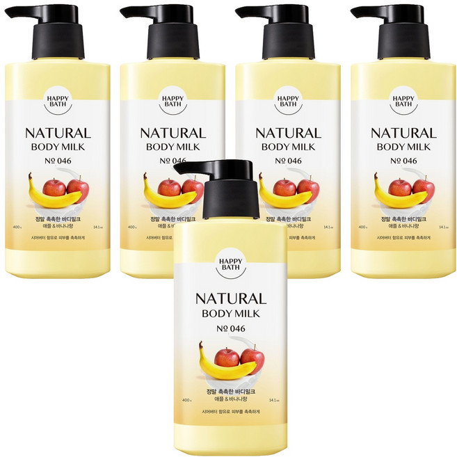 해피바스 정말 촉촉한 바디밀크 애플 앤 바나나향, 400g, 5개