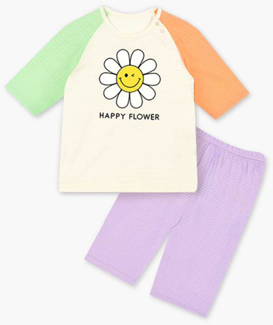 unifriend 兒童向日葵提花七分家居服套裝
