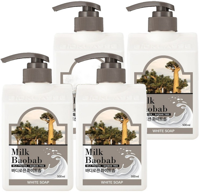 밀크바오밥 바디로션 화이트솝향, 500ml, 4개