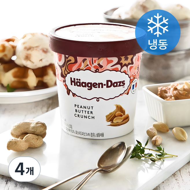 하겐다즈 파인트 피넛버터 크런치 아이스크림 (냉동), 473ml, 1개입, 4개