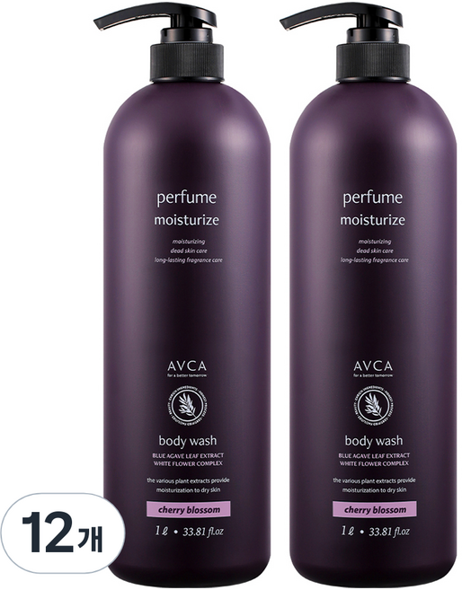 아브카 퍼퓸 바디워시 체리블라썸, 1L, 12개
