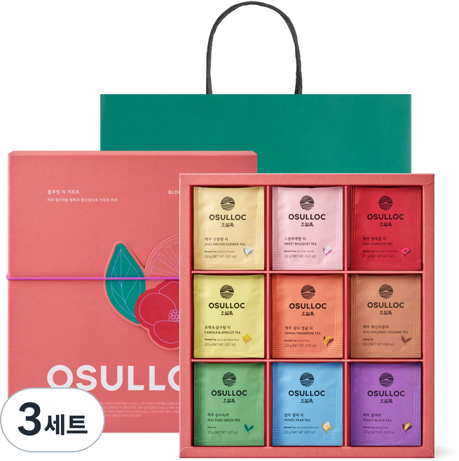 오설록 블루밍 티 기프트 세트, 3세트, 티백 9종 x 4p