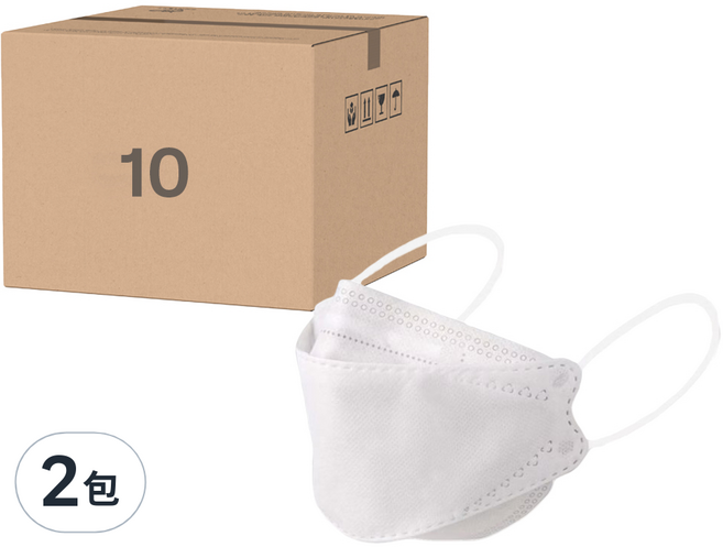 CHACER 佳和口罩 4D立體醫用口罩 未滅菌 成人用 KF94 M, 冰晶雪白, 2盒, 10片