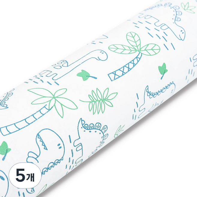 좋은기븐 아기공룡 종이롤 포장지, 청색, 5개