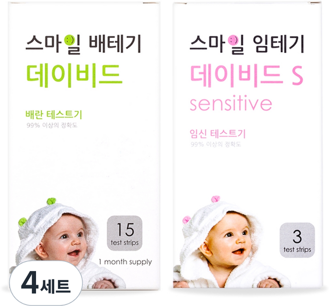 스마일랩 스마일 데이비드 배란테스트기 15p + 스마일 임신테스트기 S 3p, 18개입, 4세트