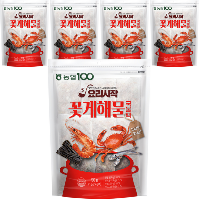 농협 꽃게 해물 국물팩 6p, 90g, 5개