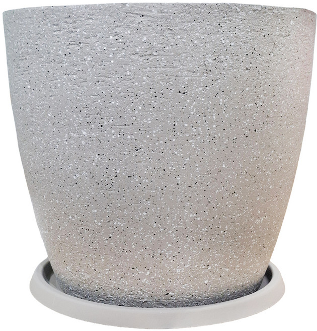 MORIANN Edge Stone 塑膠圓形花盆附底盤 #2321, 淡棕色, 1組