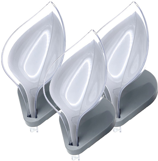 나뭇잎 비누 받침, 그레이, 3개