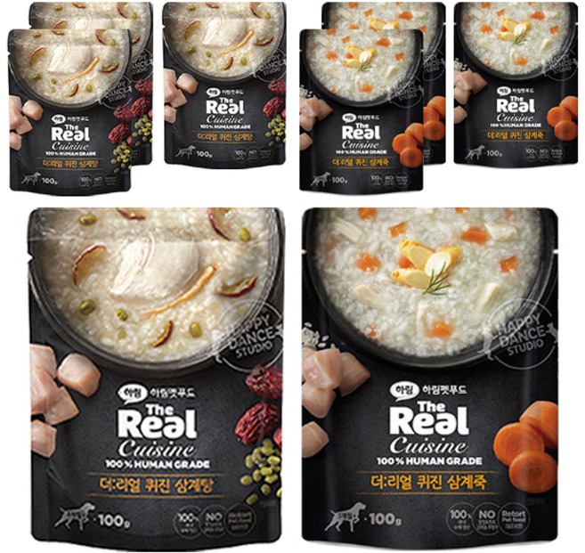 하림펫푸드 강아지 더리얼 전연령용 퀴진 버라이어티팩 2종 x 2p 세트, 혼합맛(삼계탕/삼계죽), 2세트
