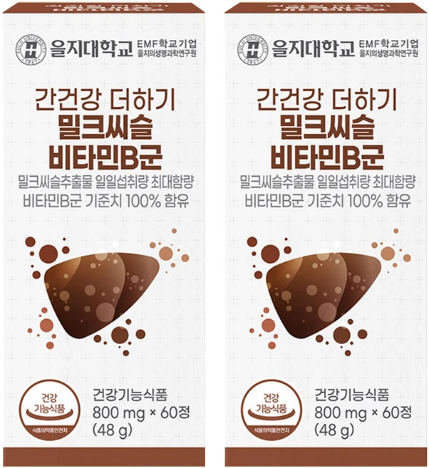 을지대학교 간건강 더하기 밀크씨슬 비타민B군 48g, 60정, 2개 - 쿠팡