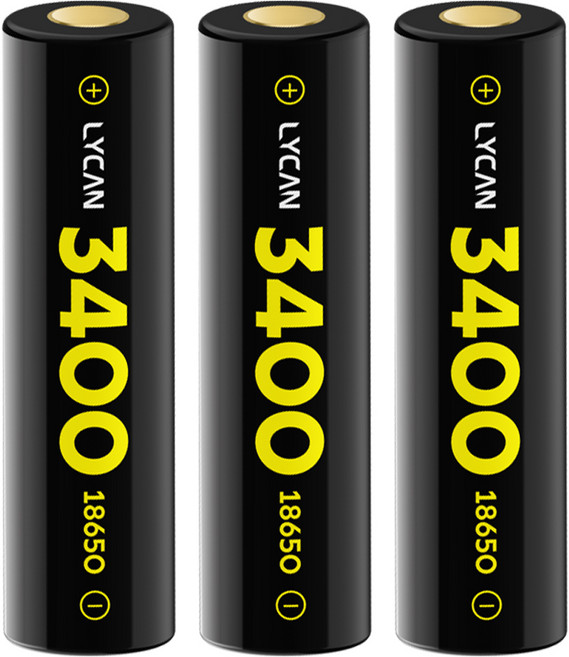 라이칸 18650 3400 리튬이온 배터리 충전지, 1개입, 3개