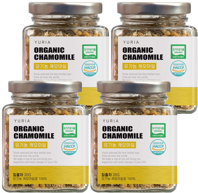 유리아 캐모마일차 유리병 컬렉션, 26g, 1개입, 4개