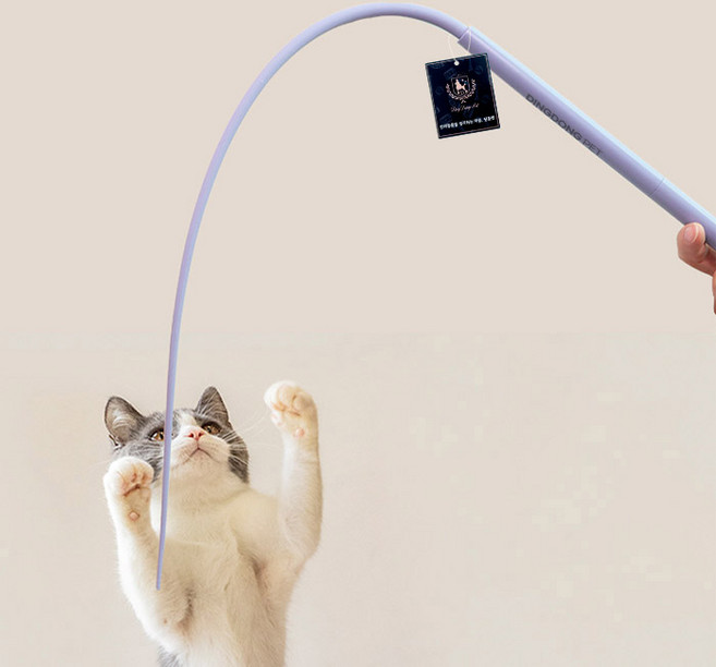 딩동펫 테일 실리콘 고양이 낚시대, 블루, 1개