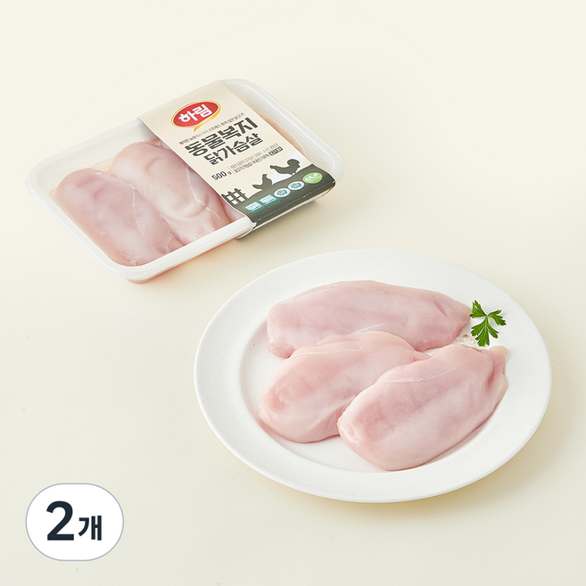 하림 동물복지 인증 닭가슴살 (냉장), 500g, 2개
