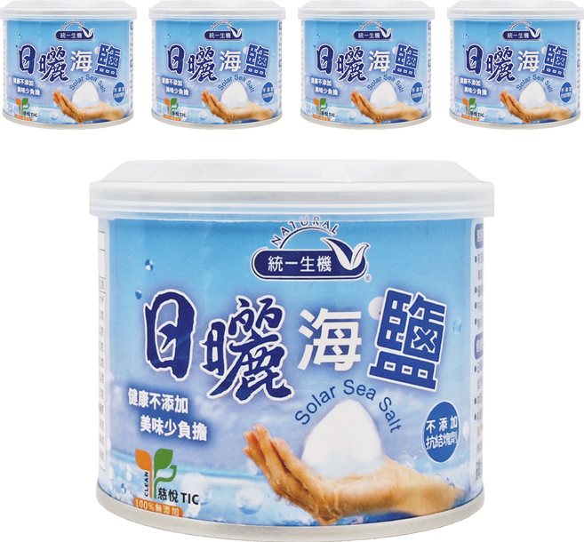 統一生機 日曬海鹽小罐, 300g, 5罐