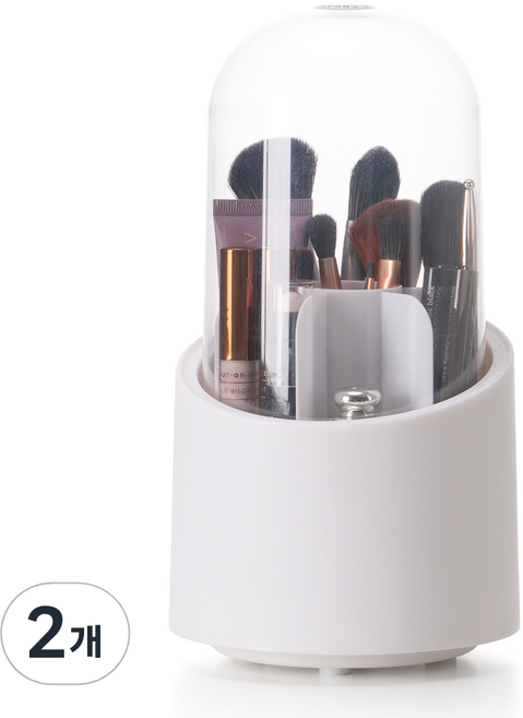 코멧 360도 회전형 메이크업 브러쉬 정리함, 화이트, 2개