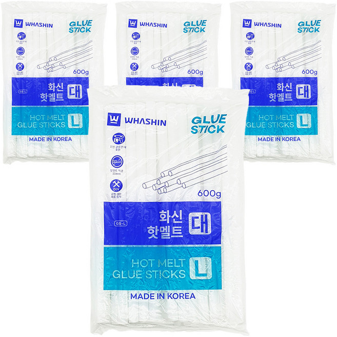 화신 핫멜트 글루건심 대 11mm 600g, 4개