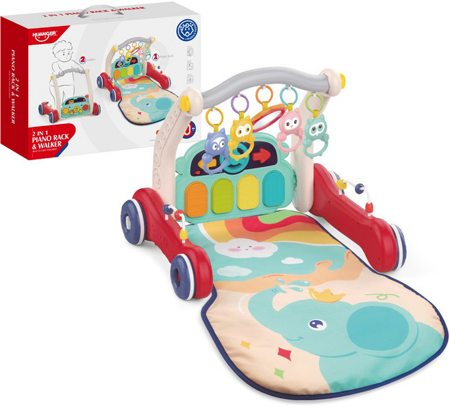 하늘썬별 2 in 1 휠 피아노 체육관 라이트뮤직 걸음마보조기, 빨강등, 1개