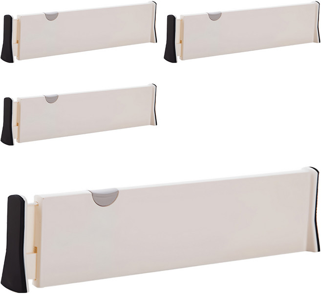 輝鴻 伸縮式抽屜多功能隔板 長款, 白色/黑色, 4個