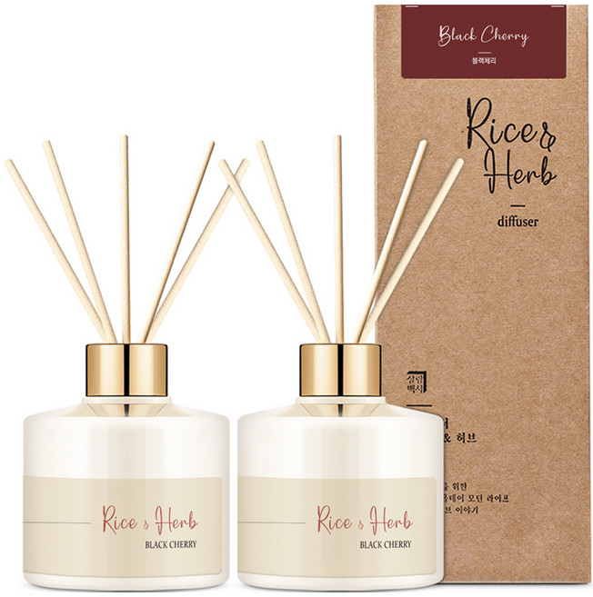 살림백서 라이스 앤 허브 디퓨저, 블랙체리, 200ml, 2개
