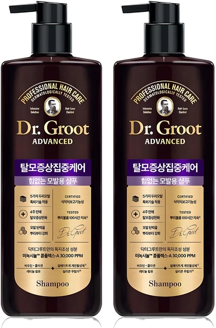 닥터그루트 탈모증상 집중케어 힘없는 모발용 샴푸, 700ml, 2개 - 쿠팡