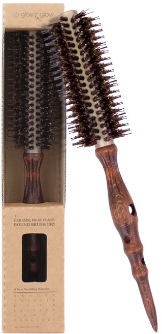 글로스앤글로우 국내생산 하이엔드 세라믹 열판 탄력볼륨 롤브러쉬 3호 15파이, 1개, 브라운