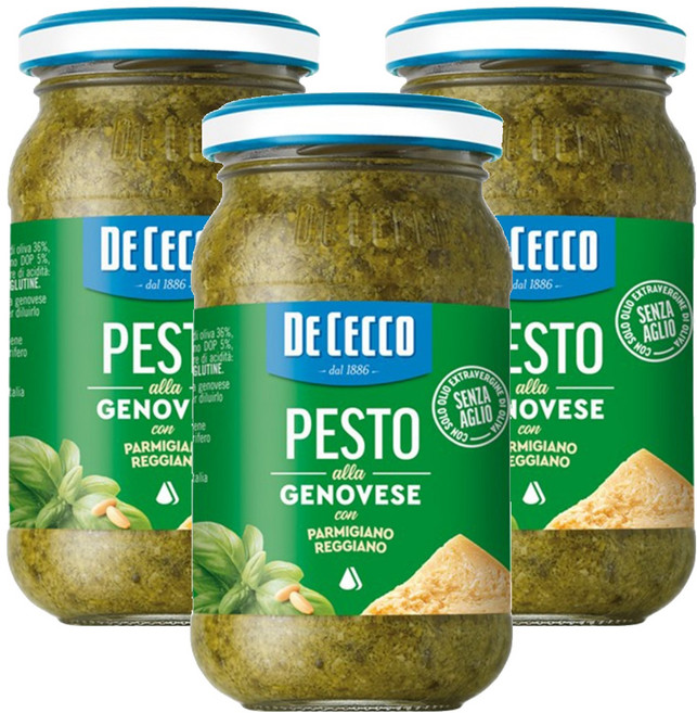DE CECCO 得科 羅勒青醬, 190g, 3罐