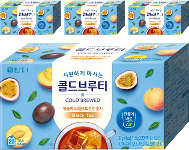 담터 콜드브루티 복숭아 패션후르츠 홍차, 1.5g, 20개입, 4개