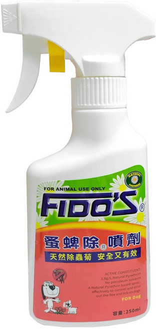 FIDO'S 蚤蜱除 噴劑 天然除蟲菊精 適用於貓犬, 250ml, 1瓶