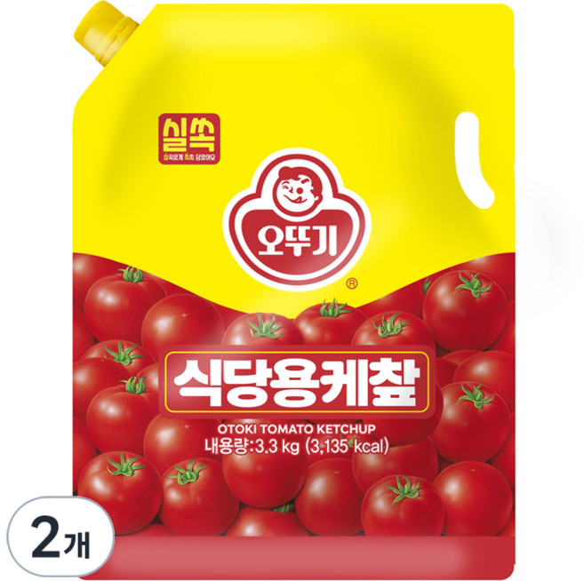 오뚜기 실쏙 식당용케찹 스파우트팩, 3.3kg, 2개