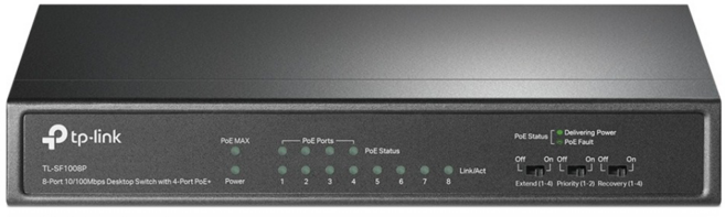 tp-link 8埠 10/100M 商用桌上型 PoE交換器 RJ-45(PoE+) 4埠 + RJ-45 4埠, 1個, TL-SF1008P v8