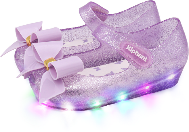 키펀트 여아용 리본 펄 LED 젤리슈즈 T-08
