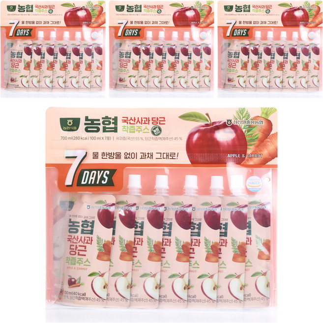 농협 국산 사과 당근 착즙주스, 100ml, 28개