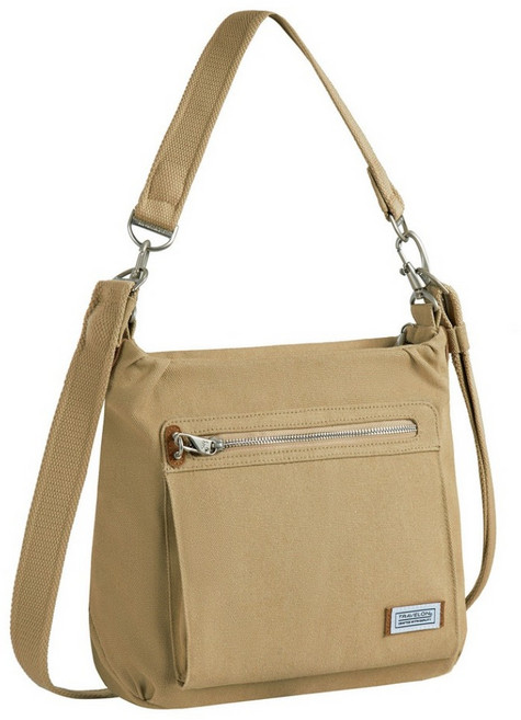 TRAVELON Heritage 帆布3層防盜HOBO包, 牛仔沙