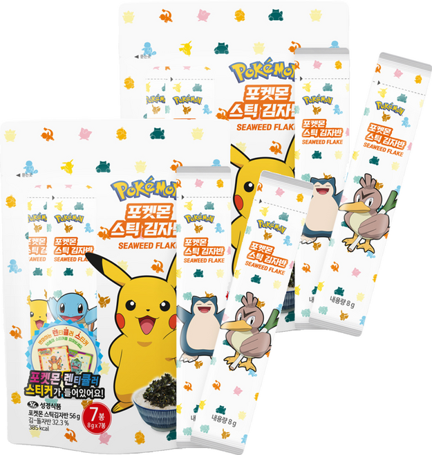 Sung Gyung Food 成京 Pokemon海苔酥隨身包 8g 7包+Pokemon貼紙 隨機出貨, 56g, 2組