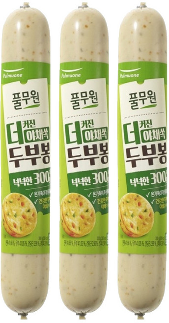 풀무원 더커진 야채쏙 두부봉 어육소시지, 3개, 300g