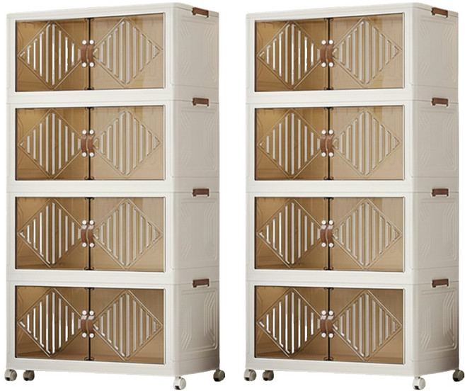 雙開門折疊櫃 四層, 白色, 2個