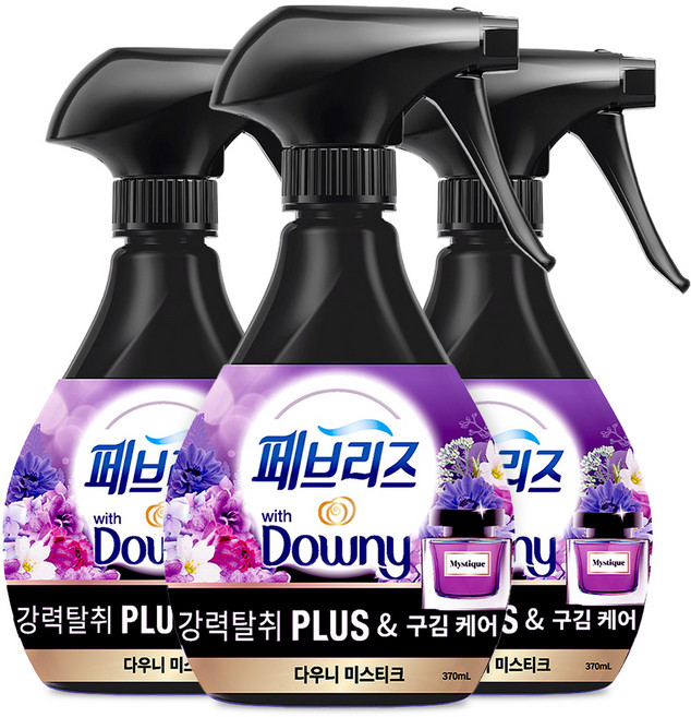 페브리즈 강력탈취 플러스 섬유탈취제 미스티크 본품, 370ml, 3개